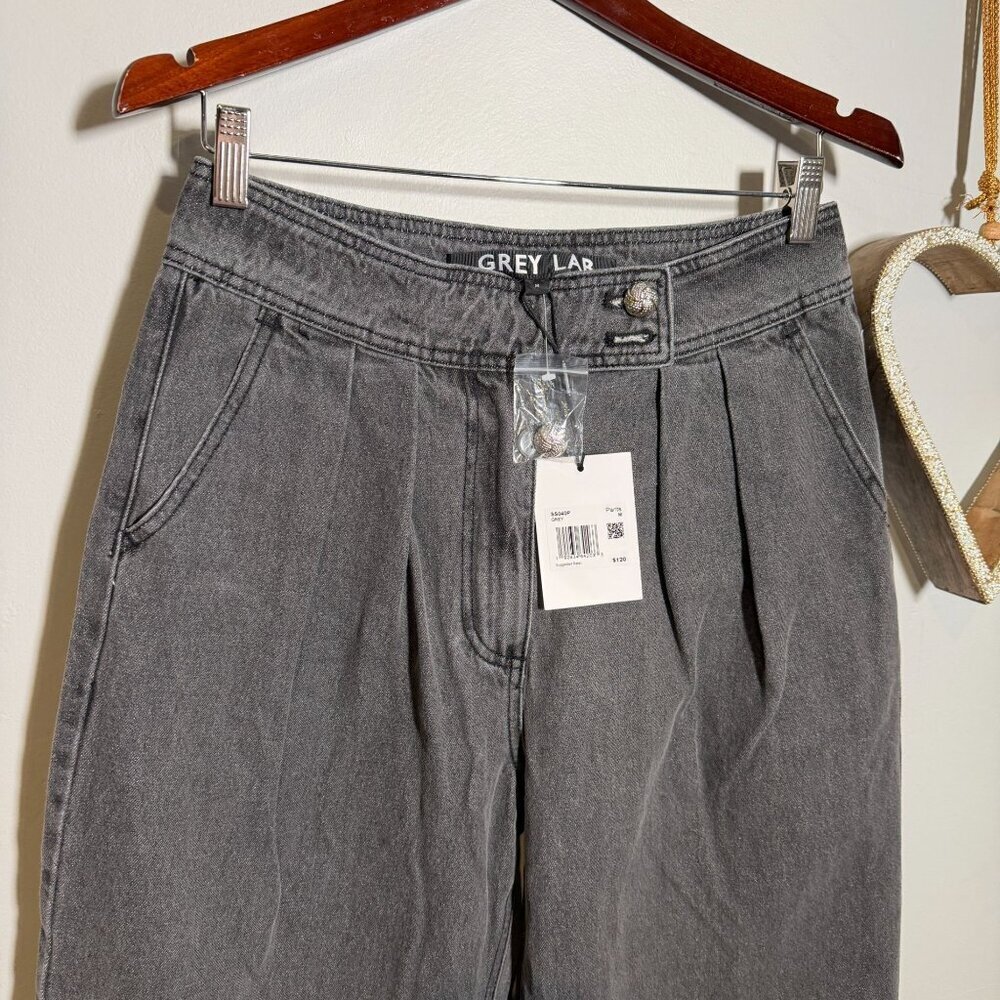 Grey Lab Waist Barrel Leg Denim High Waisted Straight Pants MEDIUM in Gray - Picture 2 of 12